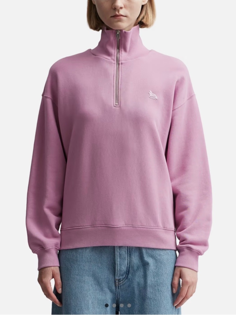 Maison Kitsuné Bold Fox Head Patch Comfort Half Zip Sweatshirt - Blossom - Pink